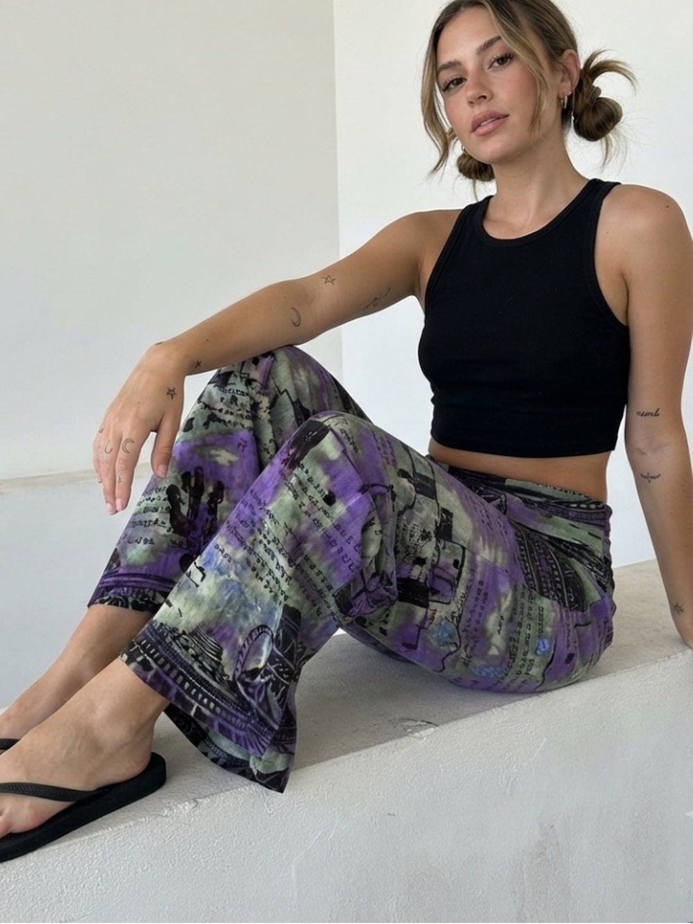 Y2K Vintage French Laundry Wide-Leg goucho Pants - Southwest Print medium